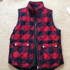 JCrew red and navy plaid vest
